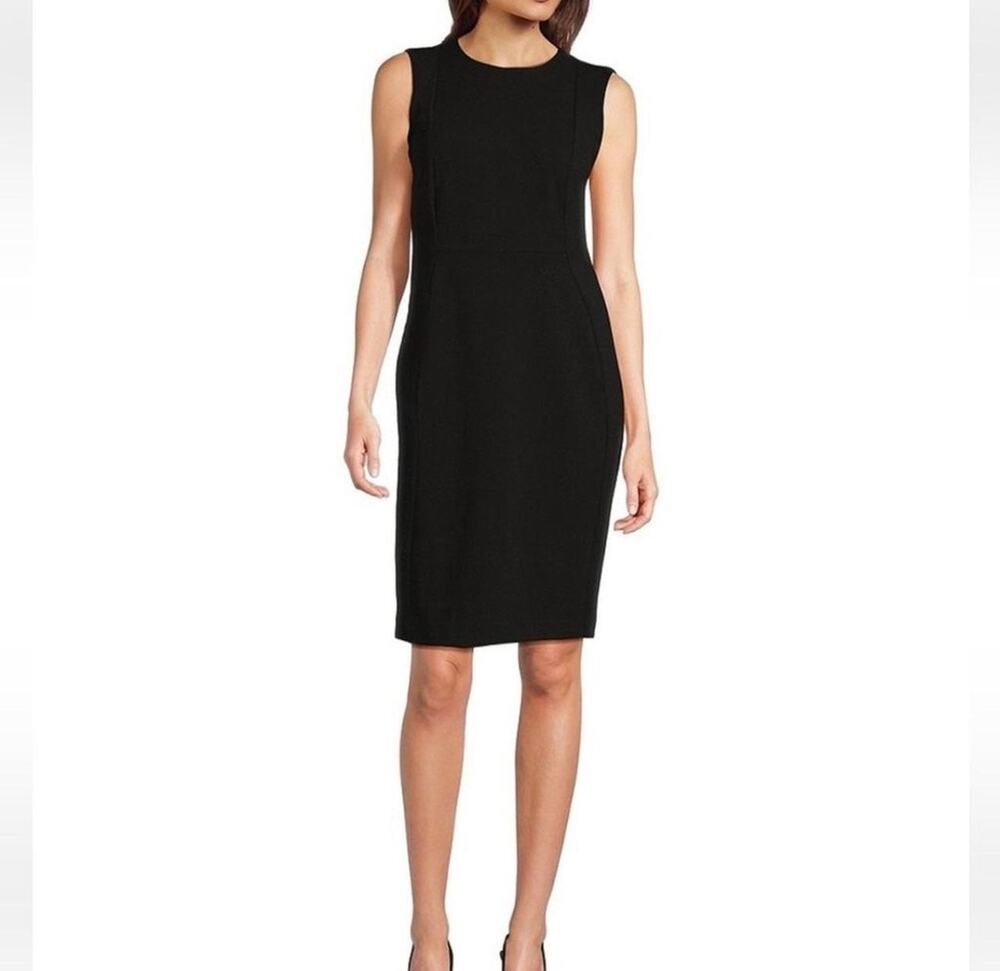 Calvin Klein Black Sleeveless Pleated Sheath Dress - Womens Size 8 EUC